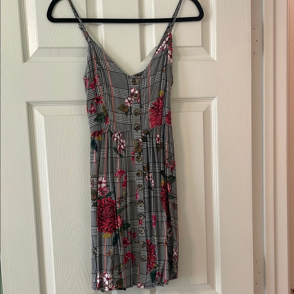 Floral Plaid Mini Dress